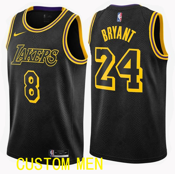 Custom Men Los Angeles Lakers #8 Bryant Black and back of number 24 NBA Jerseys